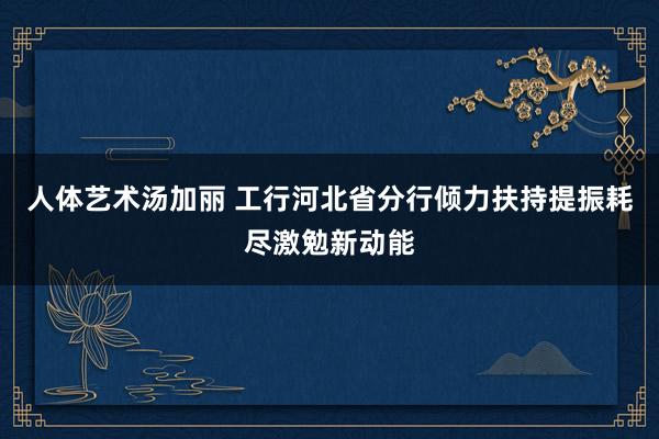 人体艺术汤加丽 工行河北省分行倾力扶持提振耗尽激勉新动能