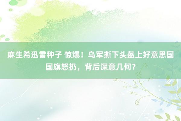 麻生希迅雷种子 惊爆！乌军撕下头盔上好意思国国旗怒扔，背后深意几何？