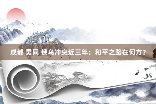 成都 男同 俄乌冲突近三年：和平之路在何方？