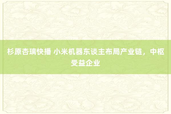 杉原杏璃快播 小米机器东谈主布局产业链，中枢受益企业