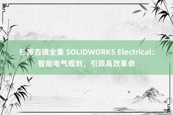 杉原杏璃全集 SOLIDWORKS Electrical：智能电气规划，引颈高效革命