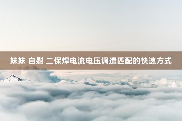 妹妹 自慰 二保焊电流电压调遣匹配的快速方式