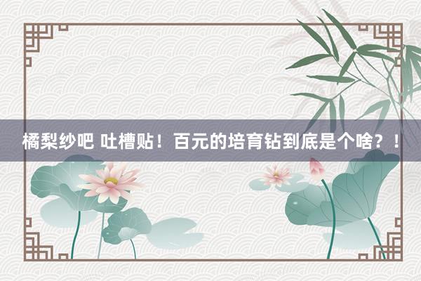 橘梨纱吧 吐槽贴！百元的培育钻到底是个啥？！
