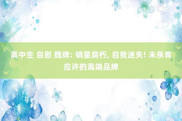 高中生 自慰 魏牌: 销量腐朽, 自我迷失! 未杀青应许的高端品牌