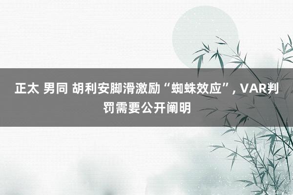 正太 男同 胡利安脚滑激励“蜘蛛效应”, VAR判罚需要公开阐明