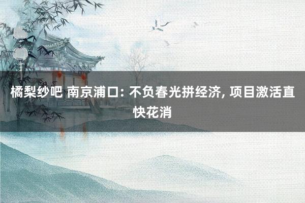 橘梨纱吧 南京浦口: 不负春光拼经济, 项目激活直快花消