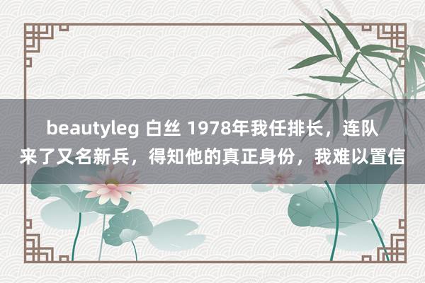 beautyleg 白丝 1978年我任排长，连队来了又名新兵，得知他的真正身份，我难以置信
